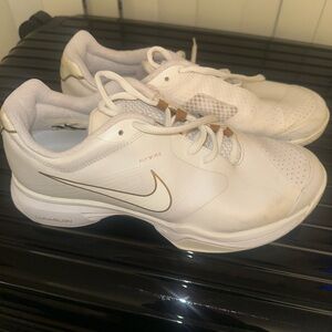 Nike White and Gold Athletic Shoes